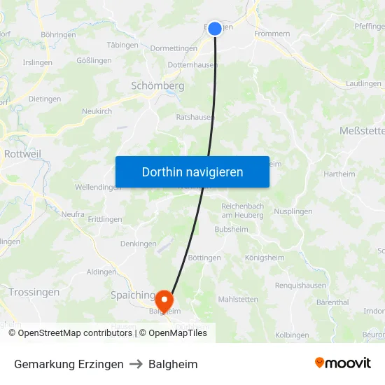 Gemarkung Erzingen to Balgheim map