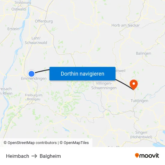 Heimbach to Balgheim map