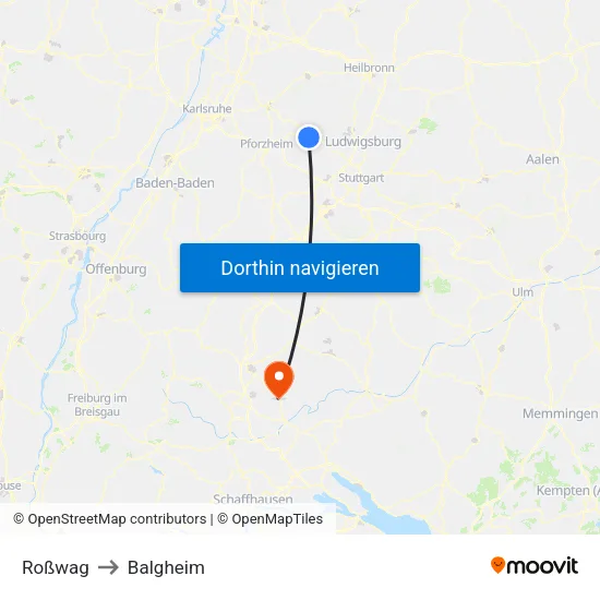 Roßwag to Balgheim map