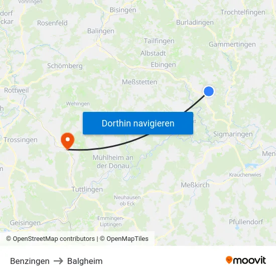 Benzingen to Balgheim map