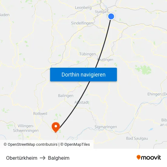 Obertürkheim to Balgheim map