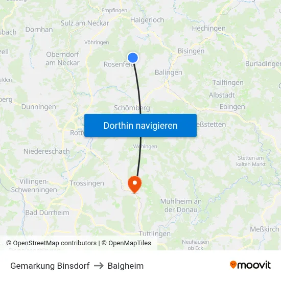 Gemarkung Binsdorf to Balgheim map