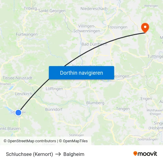 Schluchsee (Kernort) to Balgheim map