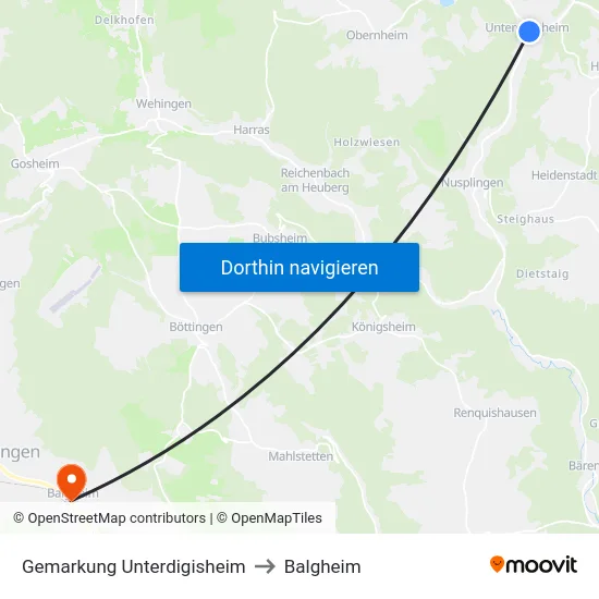 Gemarkung Unterdigisheim to Balgheim map