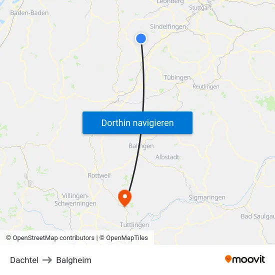 Dachtel to Balgheim map
