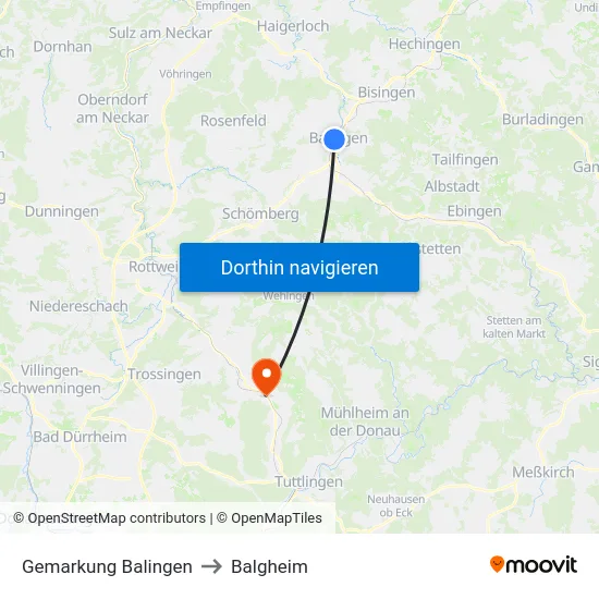 Gemarkung Balingen to Balgheim map