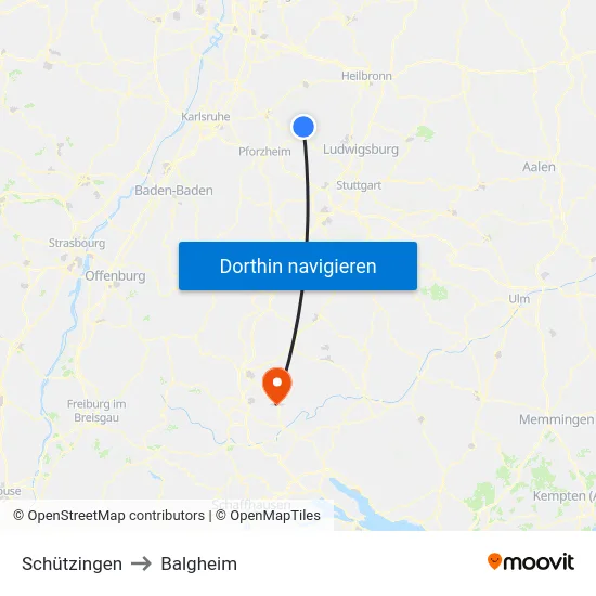 Schützingen to Balgheim map