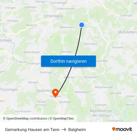 Gemarkung Hausen am Tann to Balgheim map