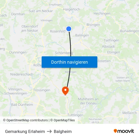 Gemarkung Erlaheim to Balgheim map
