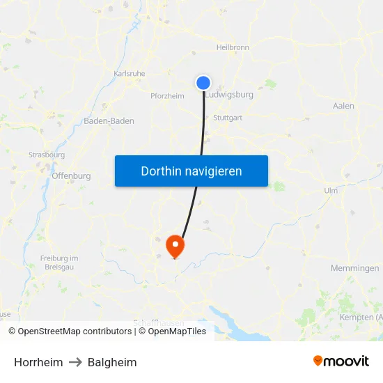 Horrheim to Balgheim map