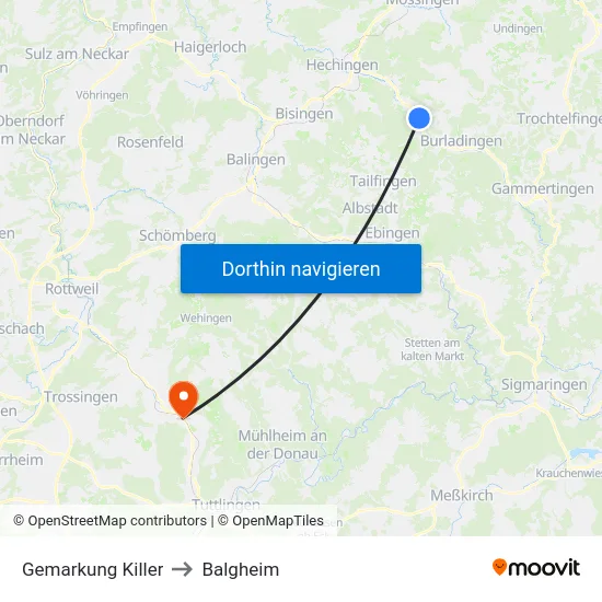 Gemarkung Killer to Balgheim map