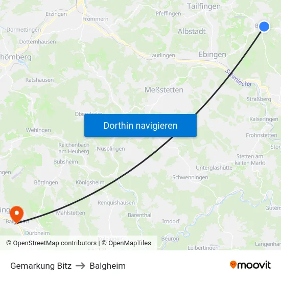 Gemarkung Bitz to Balgheim map