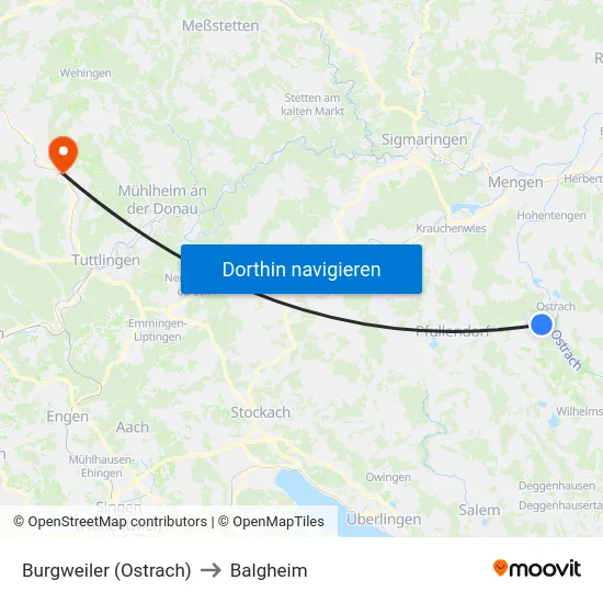 Burgweiler (Ostrach) to Balgheim map