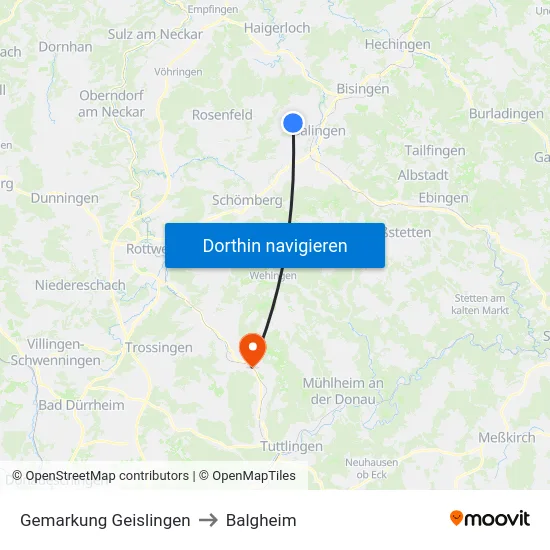 Gemarkung Geislingen to Balgheim map