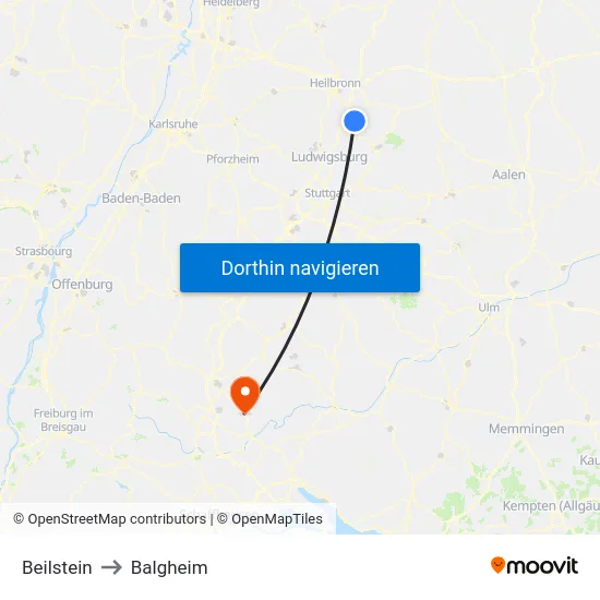 Beilstein to Balgheim map