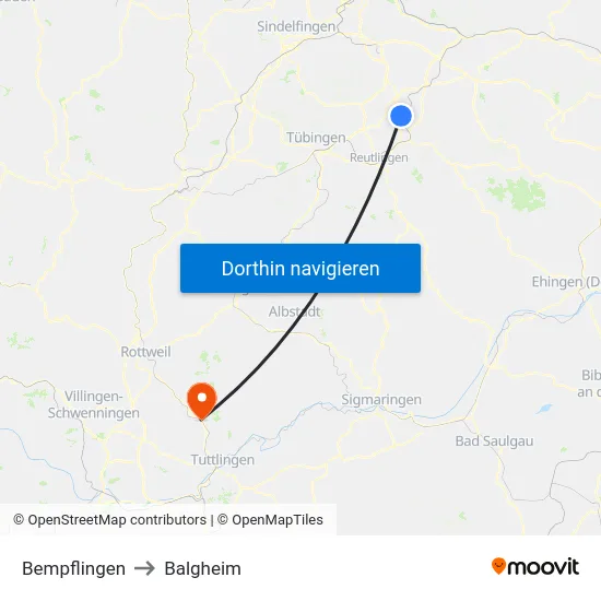 Bempflingen to Balgheim map