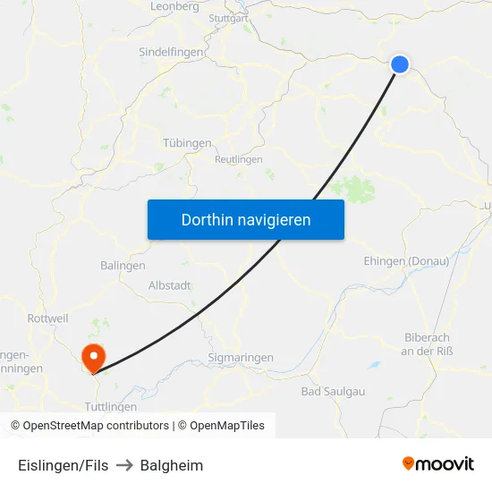 Eislingen/Fils to Balgheim map