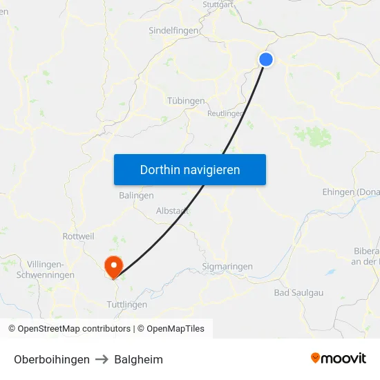 Oberboihingen to Balgheim map