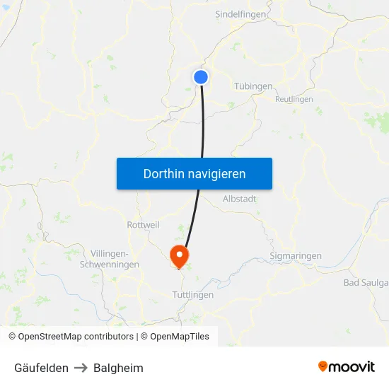 Gäufelden to Balgheim map
