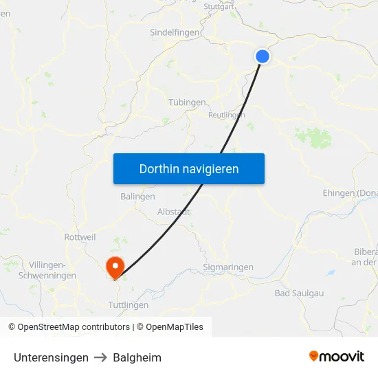 Unterensingen to Balgheim map