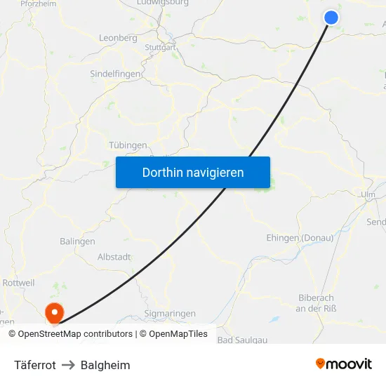 Täferrot to Balgheim map