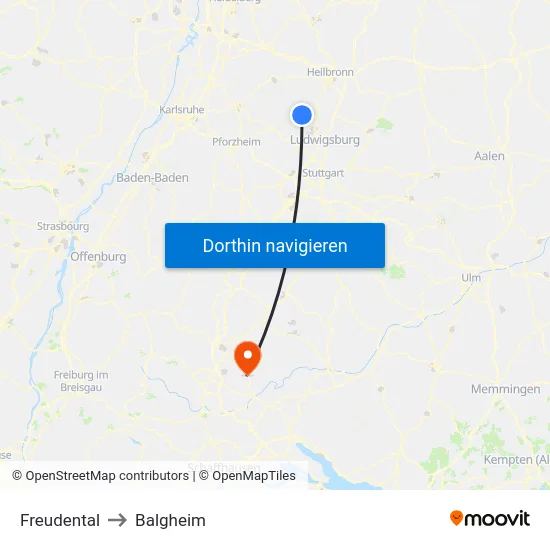 Freudental to Balgheim map