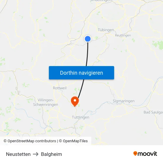 Neustetten to Balgheim map