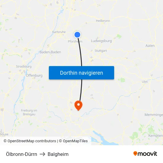 Ölbronn-Dürrn to Balgheim map