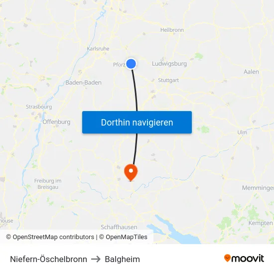 Niefern-Öschelbronn to Balgheim map
