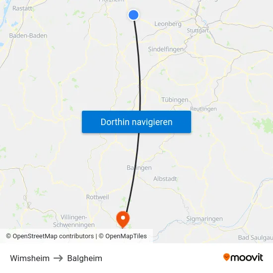 Wimsheim to Balgheim map