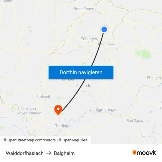 Walddorfhäslach to Balgheim map