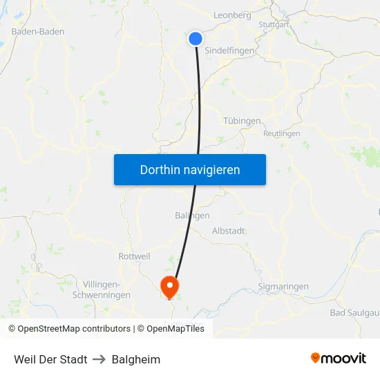 Weil Der Stadt to Balgheim map