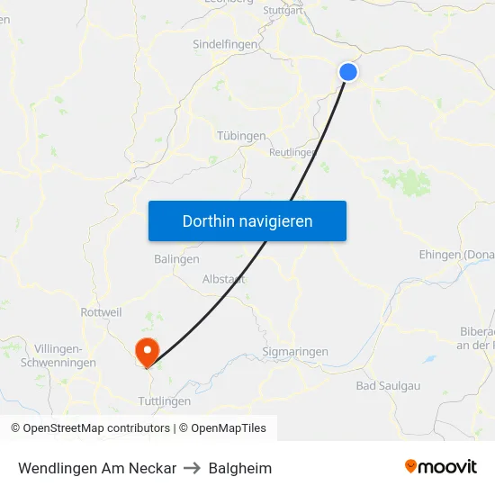 Wendlingen Am Neckar to Balgheim map
