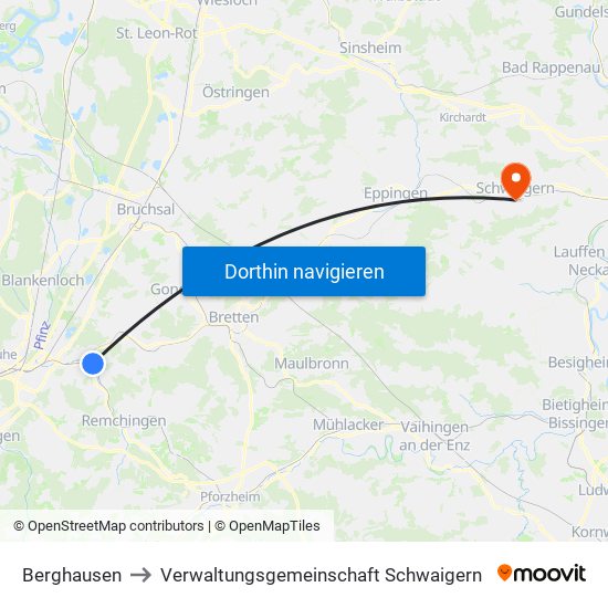 Berghausen to Verwaltungsgemeinschaft Schwaigern map