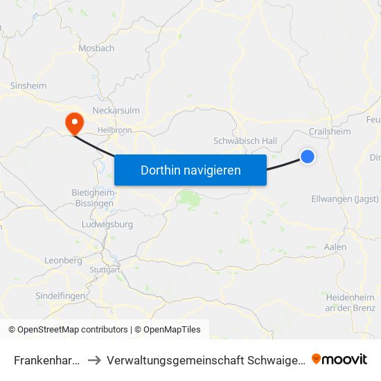 Frankenhardt to Verwaltungsgemeinschaft Schwaigern map