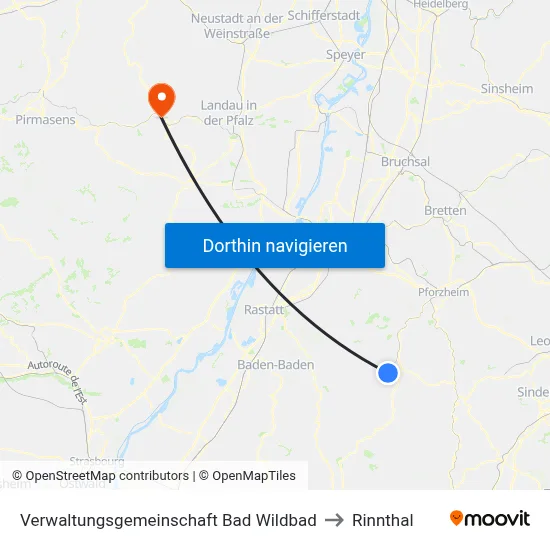 Verwaltungsgemeinschaft Bad Wildbad to Rinnthal map