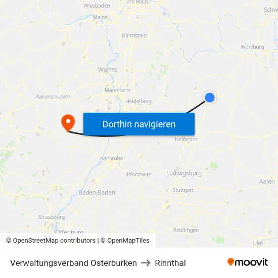 Verwaltungsverband Osterburken to Rinnthal map