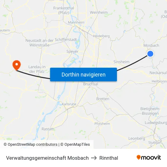 Verwaltungsgemeinschaft Mosbach to Rinnthal map
