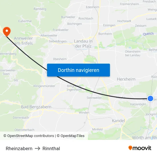 Rheinzabern to Rinnthal map