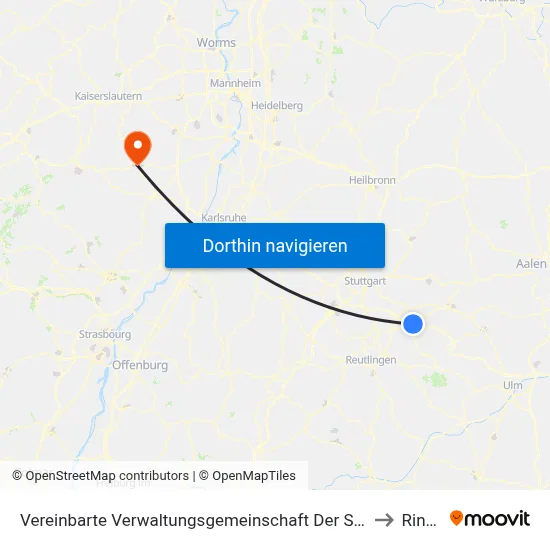 Vereinbarte Verwaltungsgemeinschaft Der Stadt Kirchheim Unter Teck to Rinnthal map