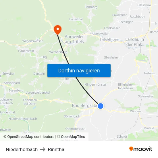 Niederhorbach to Rinnthal map