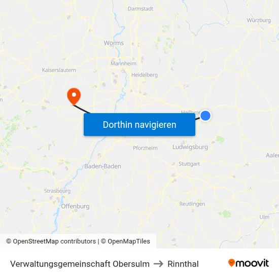 Verwaltungsgemeinschaft Obersulm to Rinnthal map