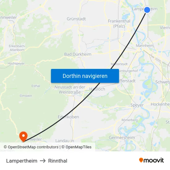 Lampertheim to Rinnthal map