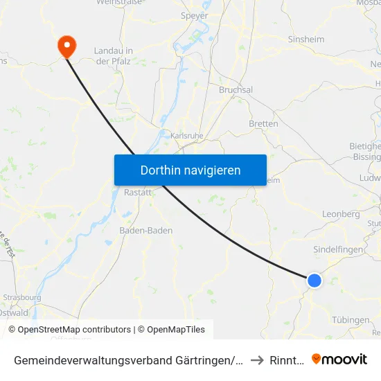 Gemeindeverwaltungsverband Gärtringen/Ehningen to Rinnthal map