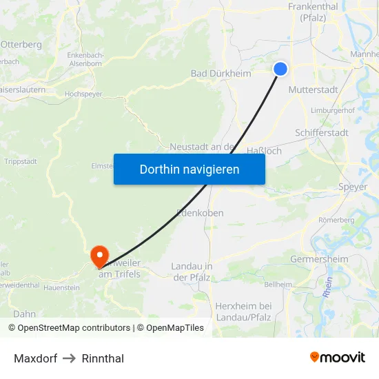 Maxdorf to Rinnthal map