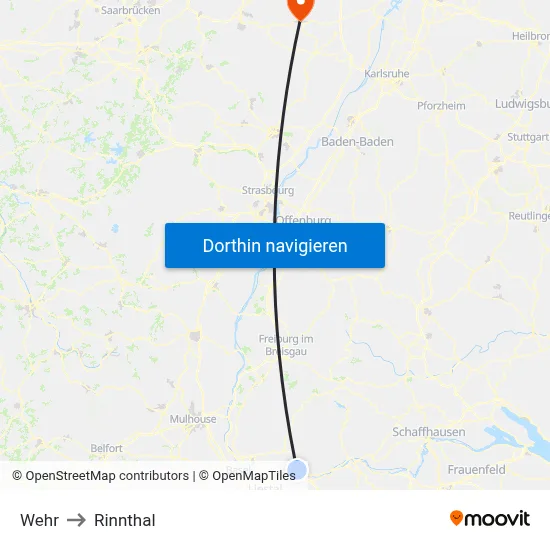 Wehr to Rinnthal map