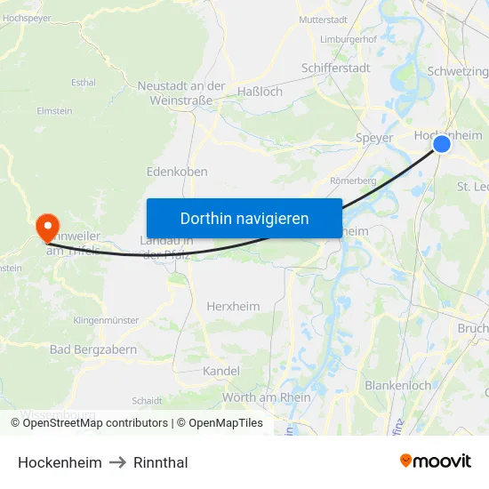 Hockenheim to Rinnthal map