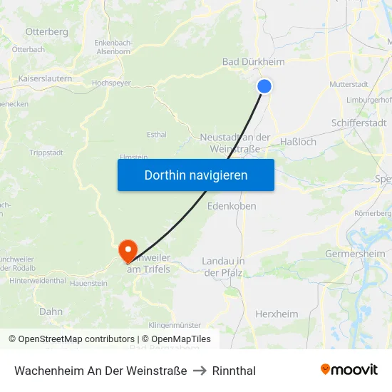 Wachenheim An Der Weinstraße to Rinnthal map