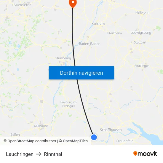 Lauchringen to Rinnthal map