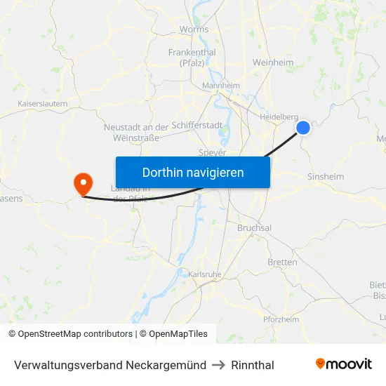 Verwaltungsverband Neckargemünd to Rinnthal map